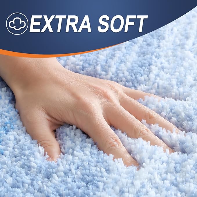 OLANLY Bathroom Rugs Mat 47x17, Extra Soft Absorbent Microfiber Bath Rugs, Rubber Backing, Quick Dry, Machine Washable Bath Mats for Bathroom Floor, Tub and Shower, Home Decor Accessories, Light Blue