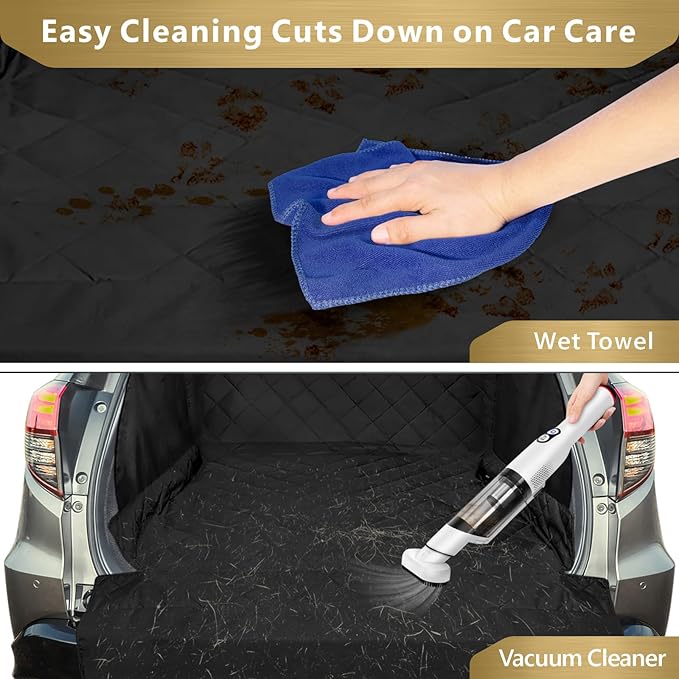 F-color SUV Cargo Liner for Dogs - Waterproof Pet Cargo Liner with Side Flaps, Comfort Dog Cargo Cover with Bumper Flap, Scratchproof Non-Slip Large for Full-Size SUVs Vans, 55 x 93 Inch, Black