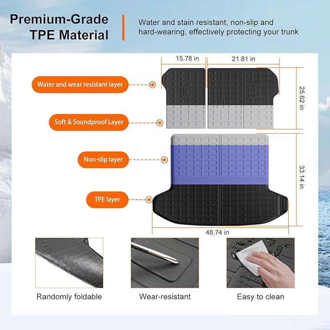 powoq Fuel&Hybrid Cargo Mat Compatible with 2023-2026 Kia Sportage Cargo Liner Trunk Mat TPE Backrest Liner Replacement for 2023-2025 2026 Kia Sportage Accessories (Trunk Mat with Backrest Mats)