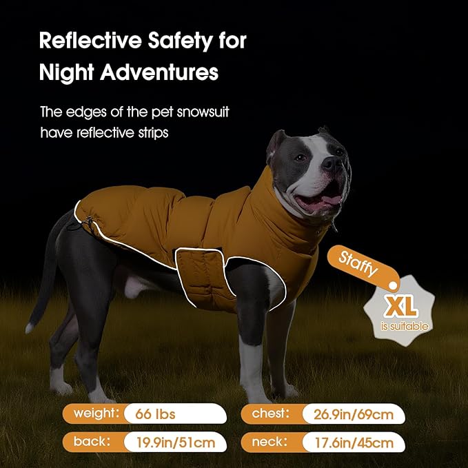 FUAMEY Dog Puffer Jacket for Small Dogs,Dog Cold Weather Coats Winter Dogs Down Jackets Waterproof Pet Snowsuits Warm Puppy Winter Vest Turtleneck Pets Adjustable Jackets Coats Mustard Yellow S