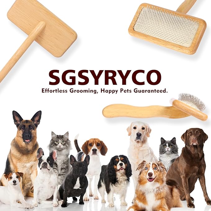 Dog Slicker Brush for Shedding & Grooming - Professional Dog Brush and Cat Brush with Coated Tips & Air-Cushion Design, Deshedding Tool Removes Undercoat Tangles & Loose Fur for Long/Short Hair Pets
