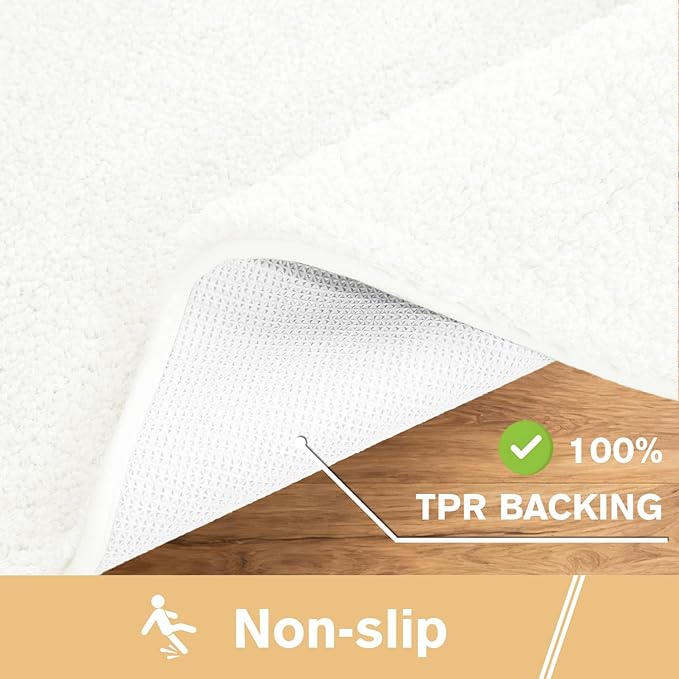 Cream Bathroom Rugs Runner 24"x60" - Long Large Bath Mat, Soft Non Slip Absorbent Microfiber Bathroom Rug, Washable Plush Floor Mat - Perfect for Bedside, Kitchen or Vanity Area