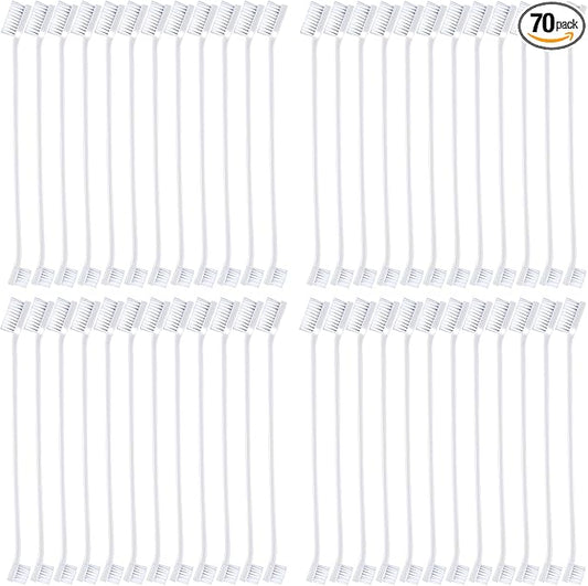 Honeydak Dog Toothbrush Bulk Dual Headed Dental Brushes Dogs Tooth Brushing Kit Long Handle Pet Tooth Brush for Puppy Large Small Cats and Most Pets Teeth Cleaning Dental Supplies(70 Pcs,White)