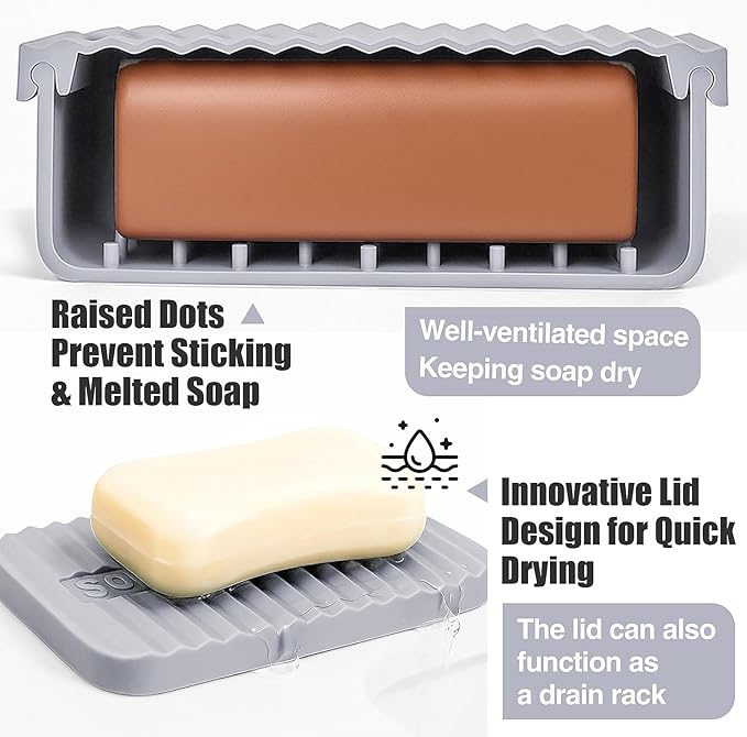 Extra Large Leak Proof Travel Soap Dish – Large Capacity, Durable, Impact-Resistant, Stain-Resistant, for Extended Trips, Camping, Outdoor Adventures or Truck Drivers (Deep Gray)