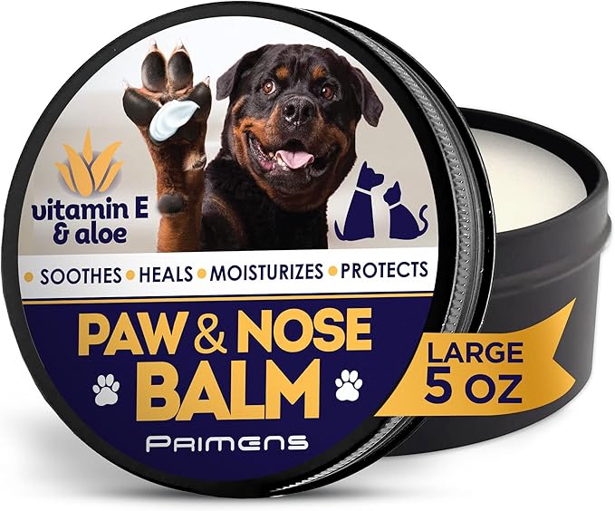 Dog Paw Balm for Dry Cracked Paws – Lick-Safe Moisturizer and Organic Paw Wax with Aloe & Vitamin E – Hot Pavement and Winter Snow Protection – Nose Safe – for All Breeds
