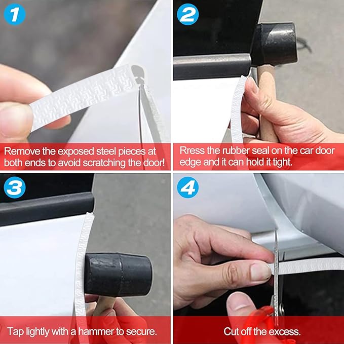 MYFAMIREA 49Ft(15M) Long Car Door Edge Guards, U Shape Edge Trim Rubber Seal Protector Car Door Protection Anti-Collision Rubber Clips Easy to Cut No Need Adhesive Fit for Most Vehicles| White