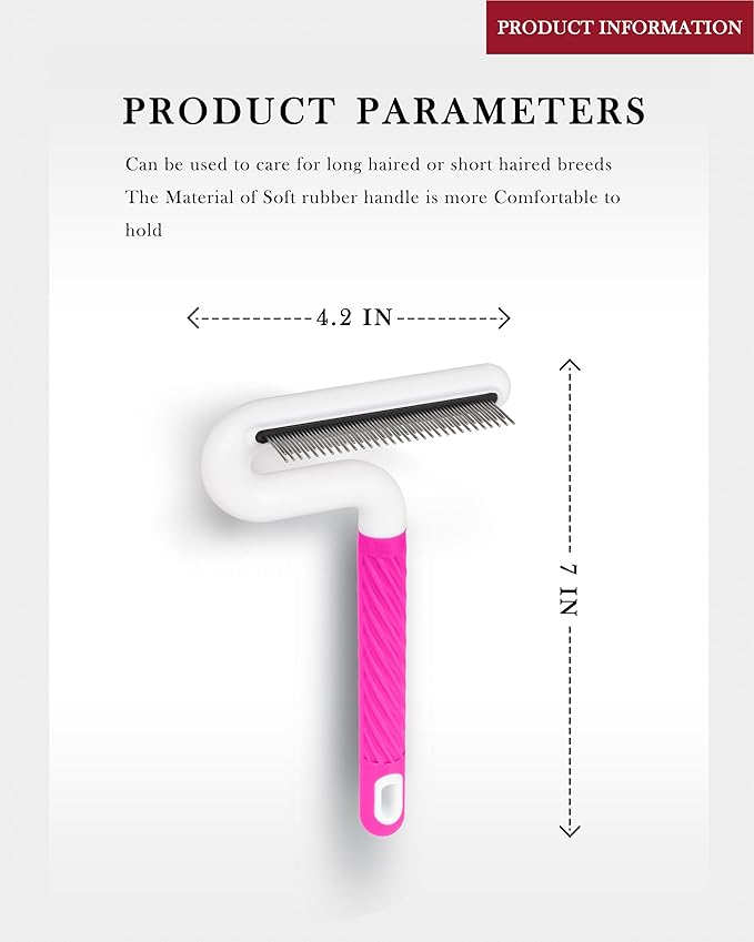 TailGurus Pet Flea Comb for Dogs & Cats - Grooming Tool with Long & Short Steel Teeth, Safely Removes Tangles and Knots, Gentle Detangling Brush for Pet Hair (TG2044)