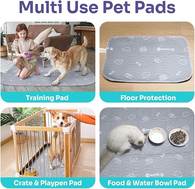 2 Pack Puppy Pee Pads Heavy Absorbency Washable for Dogs, Reusable Pee Pads Prevent Leakage Non-Slip, Waterproof Pet Training Pads for Puppy Playpen, Crate, Whelping Box, 18"x24"