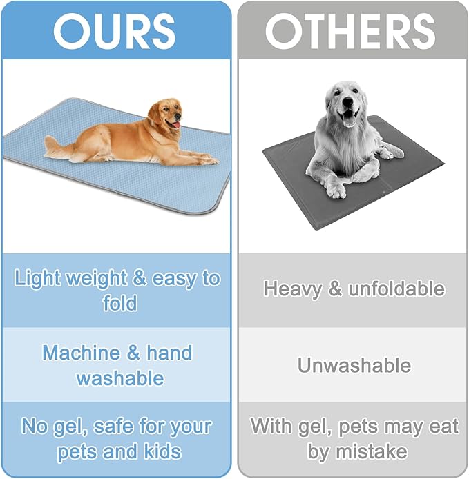 Buvlnee Summer Dog Cooling Mat Washable Ice Silk Self Cool Pad for Small Medium Large Dogs and Cats, Pet Sleeping Pad for Crate, Bed, Indoor & Outdoor Floor, Car Seats