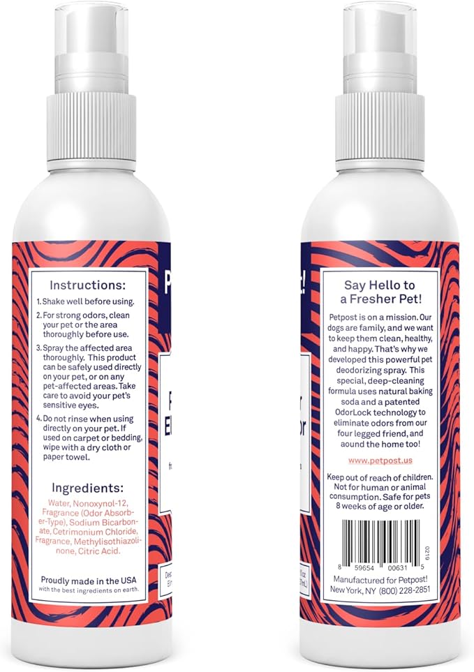 Petpost | Pet Odor Eliminator Spray for Dogs & Cats - Naturally Effective Deodorant and Bad Smell Killer - For Spraying Your Pet or Around the Home 8 oz.