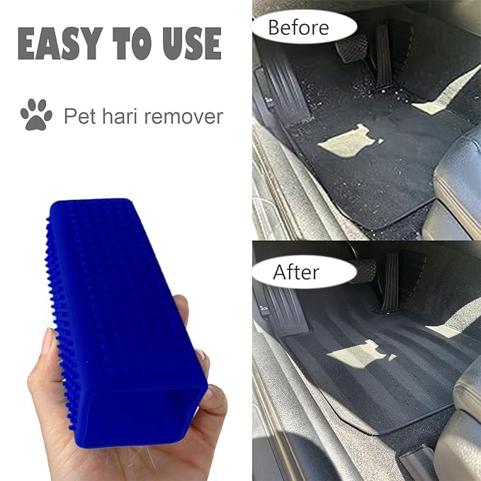 2 Pieces Pet Dog Cat Hair Remover, Block Roller Cleaner, Hollow Silicone Cleaner Brush for Sofa, Car Interiors, Furnishings, Carpets, Bedding or Any Fabric (Navy Blue, Pink)