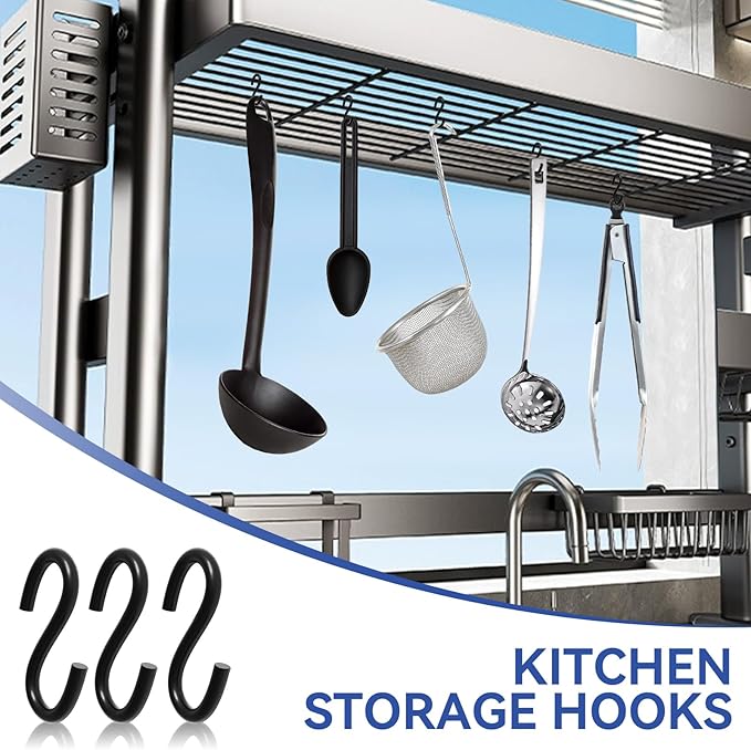 50PCS 1 Inch S Hooks, Mini Black Carbon Steel S Hooks for Hanging Plants, DIY Crafts, Jewelry, Key Chains, Christmas Ornaments