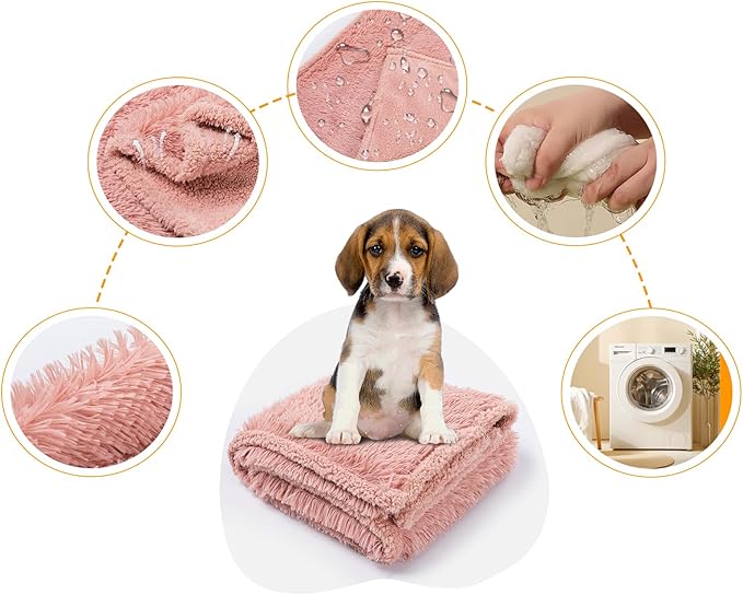 Wowchine Pink Fluffy Waterproof Dog Blanket Long Faux Fur 85x57in Big Pet Blankets Cozy Warm Couch Mat King Size Bed Cover Washable(Pink,XL-85 * 57in)