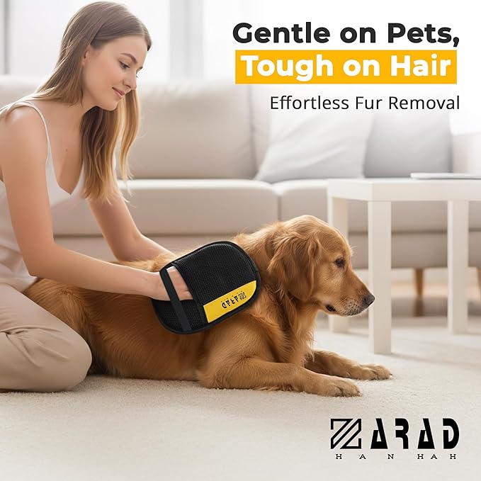 ZARAD Pet Hair Removal Glove for Dogs & Cats – Electrostatic Reusable Dog & Cat Hair Remover Glove | 2-in-1 Pet Grooming Glove & Fur Remover for Furniture (2)