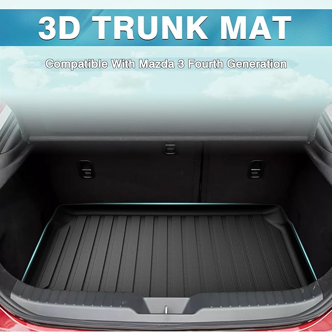 Mixsuper Custom Fit Cargo Liner for 2019-2023 Mazda 3 Hatchback Trunk Liner All Weather Rear Cargo Trunk Mat (Does Not Fit Sedan Models) Black