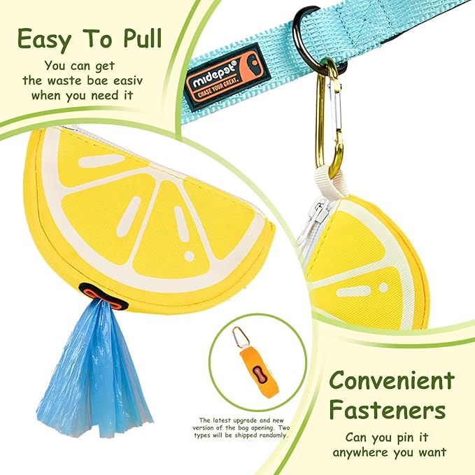 Lemon Shape Dog Poop Bag Holder for Leash - Cute Poo Bag Dispenser and Carrier, Stylish Dog Waste Bag Holder