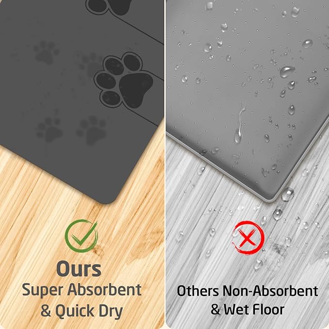 Pet Feeding Mats-Absorbent Dog Mat for Food and Water Bowl, Dog Accessories Pet Supplies, Quick Dry No Stains Water Dispenser Mat for Pet, Non-Slip Bowl mat for Messy Drinkers