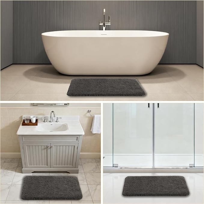 Taupe Bathroom Rugs 20"x32" - Soft Plush Bath Mat, Non Slip Absorbent Microfiber Bathroom Rug, Machine Washable Floor Mat - Perfect for Vanity, Sink or Bathtub Area