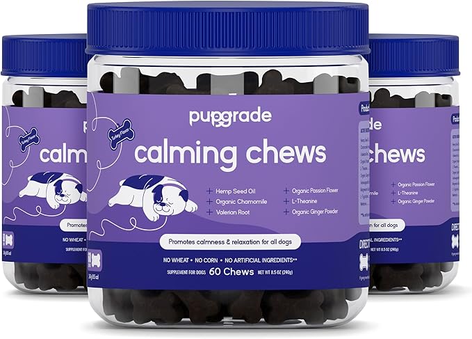 PupGrade Calming Soft Chews - Promotes Relaxation & Helps Manage Stress for All Dogs - Supports Calm Stomachs & Muscles - No Wheat, Corn, or Artificial Ingredients - Meat Flavored - 180 Soft Chews