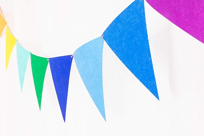 LOVENJOY 2 Assembled Rainbow Banners Felt Bunting Multicolor for Colorful Birthday Party Decorations