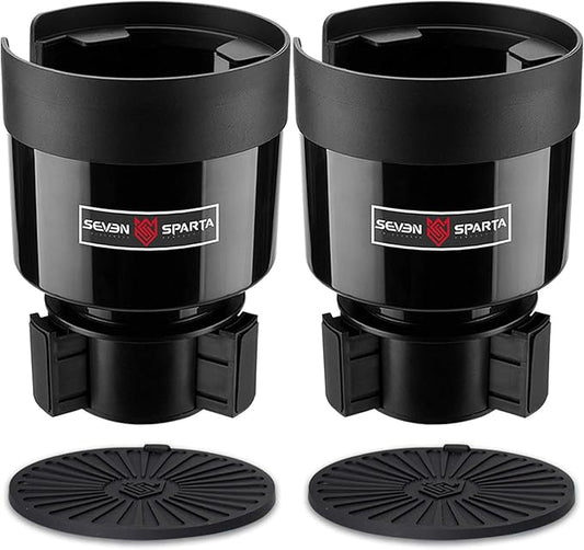 Seven Sparta 2 Pack Car Cup Holder Expander with Adjustable Base, Compatible with Hydro Flasks 32/40 Ounce, Compatible with Yeti Ramblers 20/26/30 Ounce, Other Bottles in 3.4"-3.8" (Black)