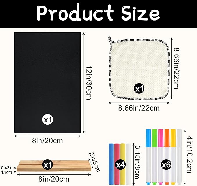 NEBURORA 1 Pack 8 x 12 Inches Tabletop Small Chalkboard Sign with Wood Base Reusable Double-Sided Message Boards Menu Chalkboard Stand for Kitchen Wedding Coffee Shop bar Restaurant