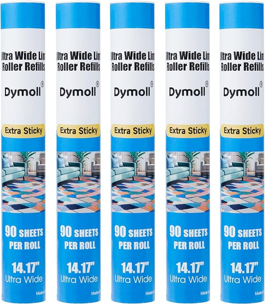 14.17" Lint Roller Refills, Extreme Sticky Large Surface Lint Roller for Cleaning Pet Hair, Wall, Dust, Carpets, Floor, Clothing, Car, 4 Rollers Total 360 Sheets
