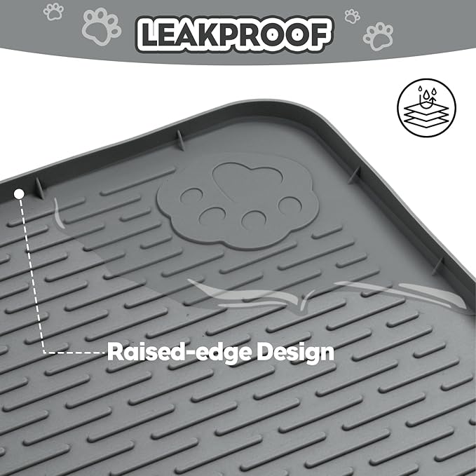 Bartuke Cat Litter Mat, Extra Large 40" x 28" Silicone Mat Litter Trapping Mat for Scatter Control, Soft on Kitty Paws, Easy to Clean (Dark Gray)