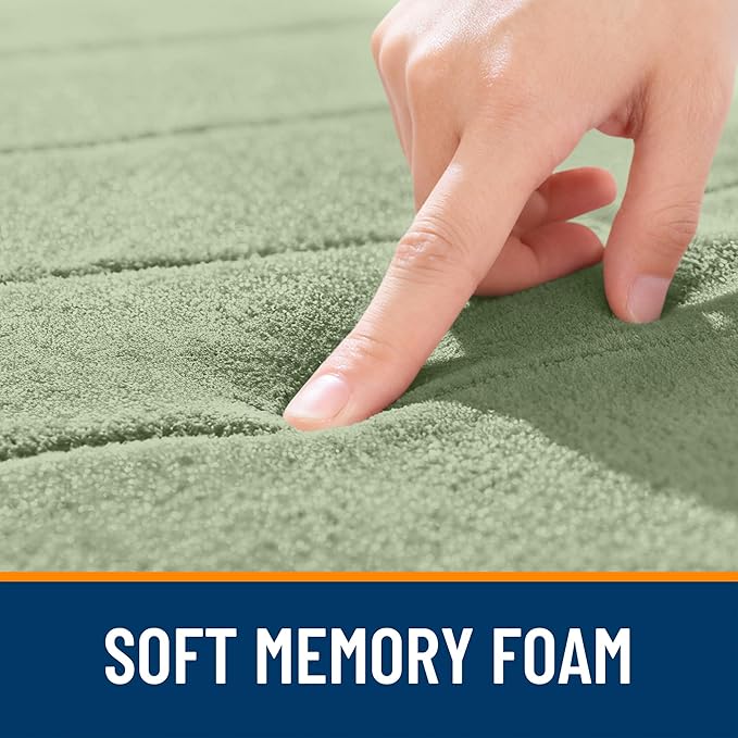 OLANLY Memory Foam Bath Mat 30x20, Super Soft Absorbent Bathroom Rugs, Quick Dry, Machine Washable Shower Floor Rugs, Bathmat Carpet, Bathroom Home Decor Accessories, Sage Green