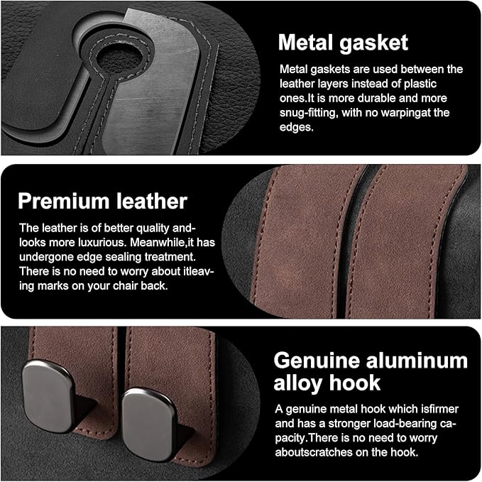 JinnEterri Car Purse Hook Purse Hook for Car Seats Headrest Car Seat Hooks,Heavy Duty Vehicle Organizer for Handbags, Groceries, Purses, Keep Car Tidy (Brown, 4 Pack)