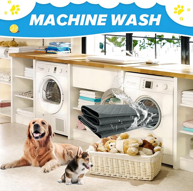 Washable Pee Pads for Dogs 72"×72" Reusable Puppy Pads Extra Large, Waterproof Pet Training Pads Leakage Non-Slip, Dog Pee Pads Whelping Pads for Playpen, Crate, Sofo, Car, Bed