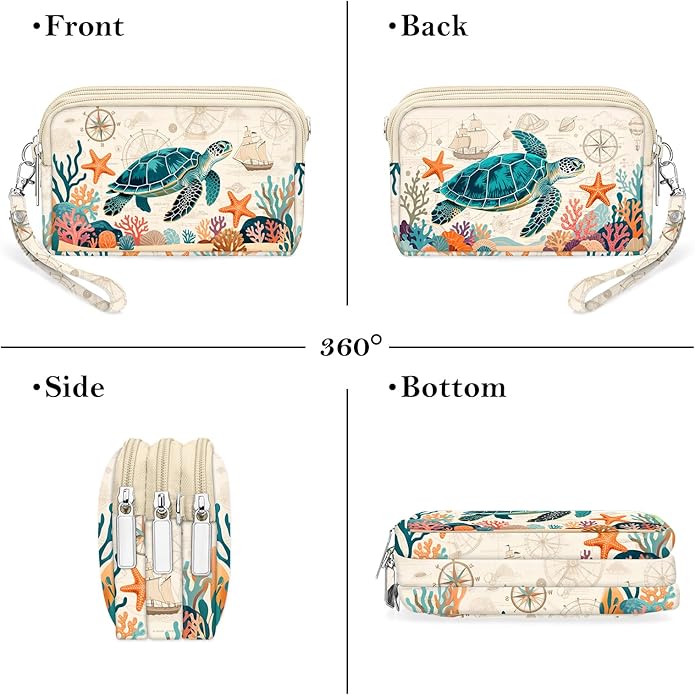 BIAOTIE Wristlet Purses for Women, Nylon Small Crossbody Bags with Adjustable Strap 3 Zipper Wristlet Wallet Phone Organizer