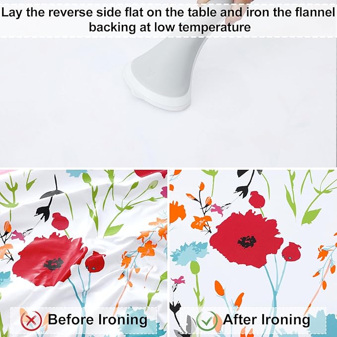 misaya Rectangle Vinyl Tablecloth, Fitted Table Cover, 100% Waterproof, Elastic Edge, Flannel Backing, Plastic Table Cloth Fit 6 Foot Folding Tables for Picnic, Camping, Outdoor (Flowers, 30x72 inch)