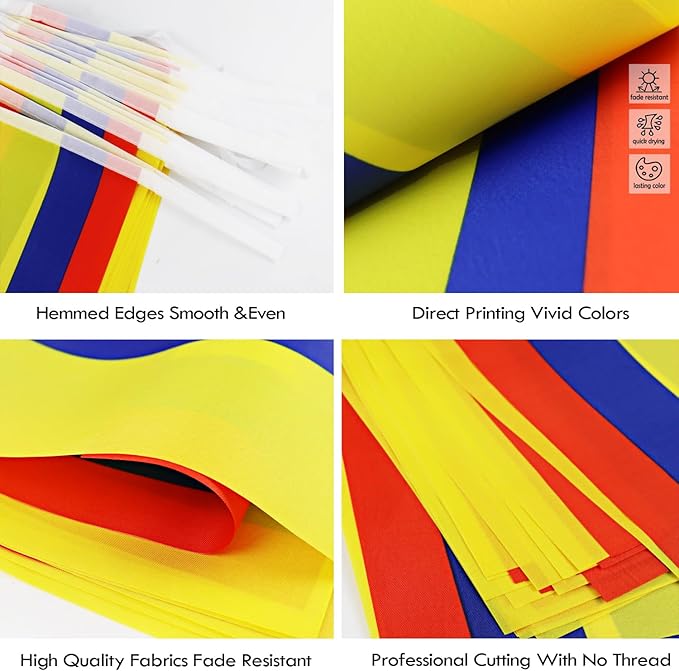 Colombia String Flag Pennant Banner - 38 Flags, 42 Feet Small Mini Colombian Flags Bunting Banner for Country Decoration, School, Party, Sports Events