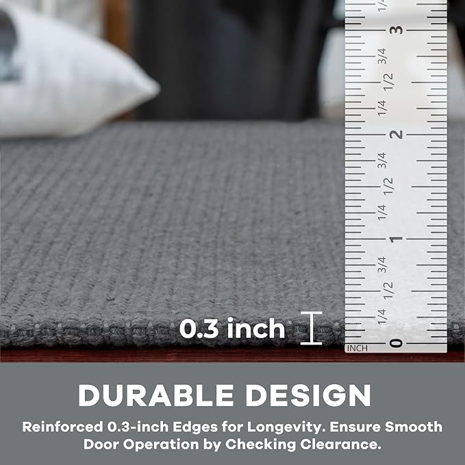 KOZYFLY Washable Area Rug for Living Room 6x9 Ft Non Slip Rubber Backed Bedroom Rug Braided Cotton Dining Room Rug, Large Floor Carpet for Living Room Dining Room, Grey