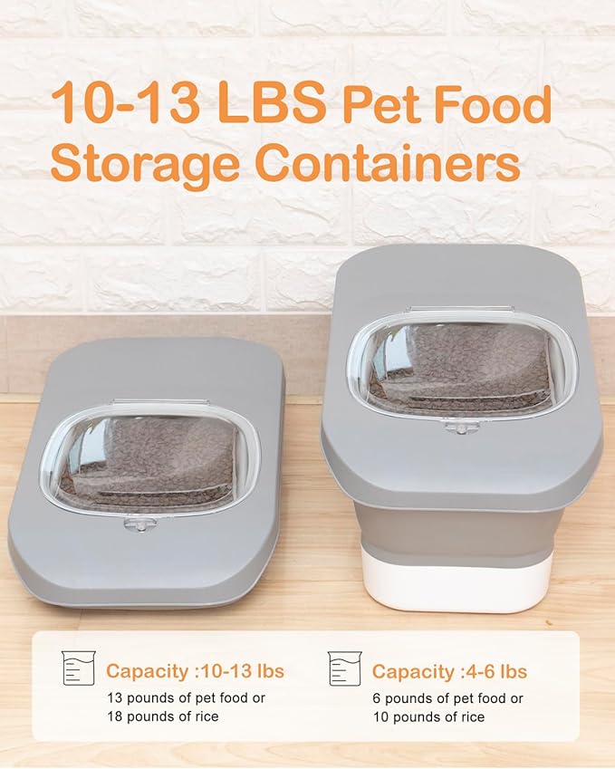 DDMOMMY 10-26 LBS Dog Food Storage Container,Collapsible Dog Food Containers with Airtight Lid,Pet Food Storage Container,Cat Food Storage Container with Scoops and Measuring Cups