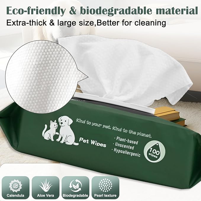 400 Pack Dog Wipes for Paws and Butt Unscented Hypoallergenic Pet Grooming Wipes Gentle Earth-Friendly Cleaning Wipes for Puppies, Kittens & Senior Pets Deodorizing Waterless Bathing Wipes