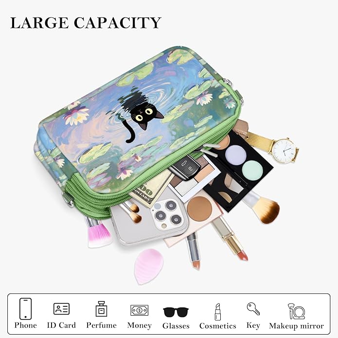 BIAOTIE Wristlet Purses for Women, Nylon Small Crossbody Bags with Adjustable Strap 3 Zipper Wristlet Wallet Phone Organizer
