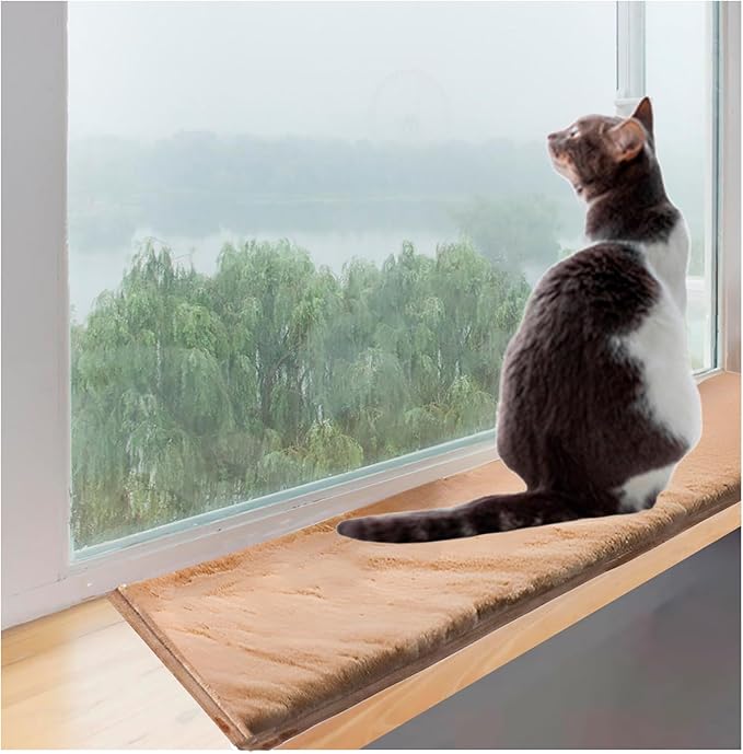 Soft Cat Dog Window Sill Pad Perch, Fluffy Windowsill Dog Mat Pillow Seat Bed, Cat Pet Cushion for Window Sill Mat (Coffee, 16"x24")