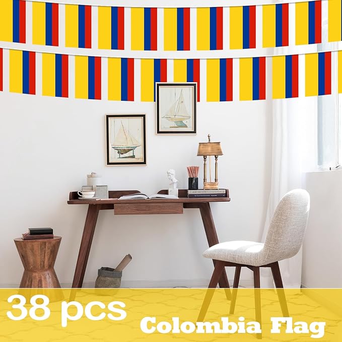 Colombia String Flag Pennant Banner - 38 Flags, 42 Feet Small Mini Colombian Flags Bunting Banner for Country Decoration, School, Party, Sports Events