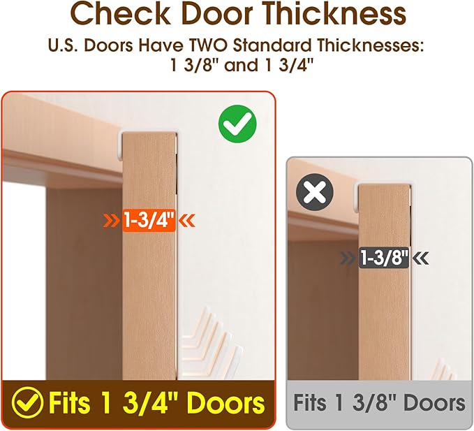 CHAUNCEY HOME Over The Door Hooks Hanger, Heavy Duty Rack for Winter Coat, Fits 1 3/4" Doors, L7U - Bathroom Accessories and Towel Organizer Holder - White