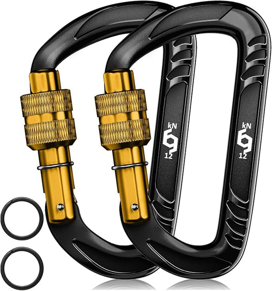 12kN (2697 lbs) Heavy Duty Carabiner Clips, for Securing Pets, Outdoor, Camping, Hiking, Hammock, Dog Leash Harness, Keychains