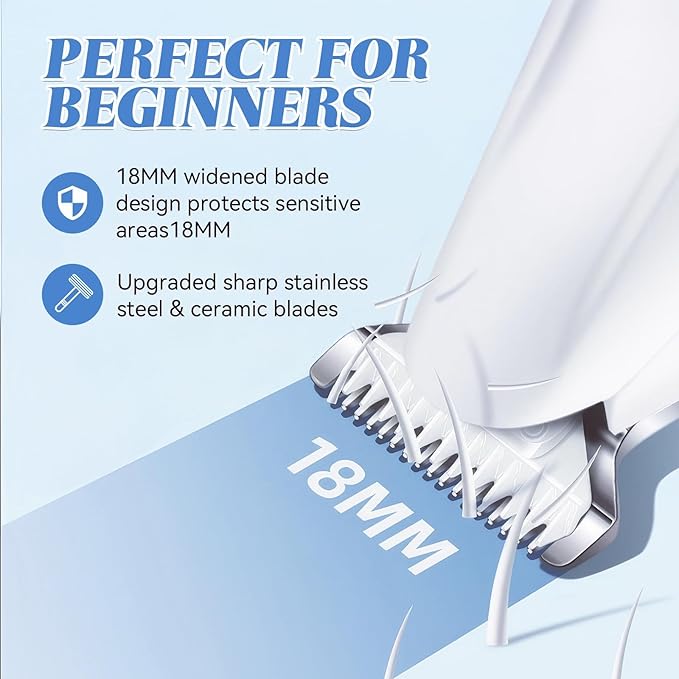 Micro Precision Dog Paw Trimmer, Pet Paw Trimmer with LED Light, Electric Pet Clippers Rechargeable, Grooming Shaver for Dogs Cats Rabbits Eyes Face Ears Feet Rump Hair, Paw Cleaner Waterproof (White)