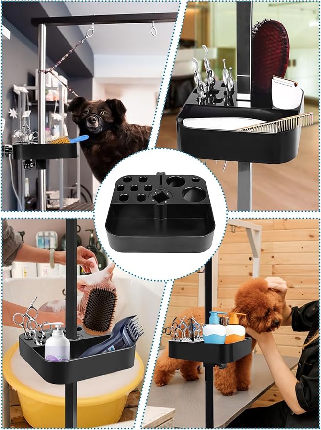 Kalolary Portable Dog Grooming Tool Holder - Rotatable Organizer for Pet Grooming Table & Accessories - Scissors, Clips, Brushes Storage