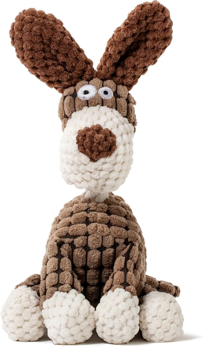Squeaky Plush Dog Toys - Adorable Animal Designs with Soft Cotton Filling, Cute Stuffed Dog Chew Toys for Small, Medium Non-Aggressive Chewing Dogs Chewer (Brown Dog)