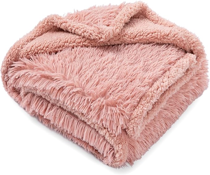 Wowchine Pink Calming Dog Blanket Waterproof Pet Blankets Fluffy Long Faux Fur Cat Throw Blankets for Couch Furniture Protector Love Bed Cover Washable(Pink,M)