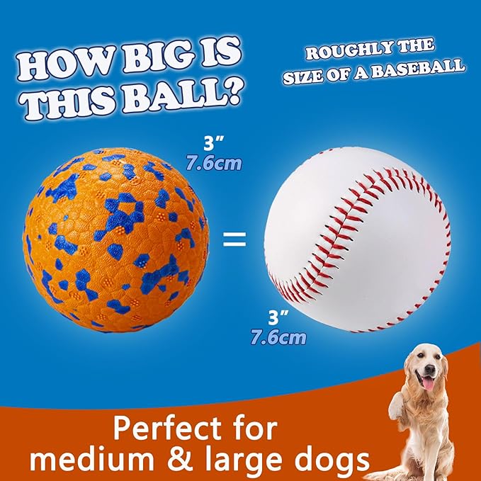 POUPUA 4-Pack Super Bouncy Dog Balls — Lightweight & Safe (Won’t Hurt Dogs), Indestructible Tennis Balls for Aggressive Chewers, Durable Floating Fetch Toys for Medium & Large Dogs