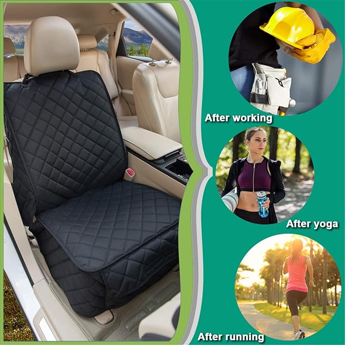 HAPYFOST Waterproof Front Seat Cover Dog Car Seat Covers Nonslip and Full Protection with Side Flaps Fits Most Cars, Trucks, SUVs(Black, 1Pack)