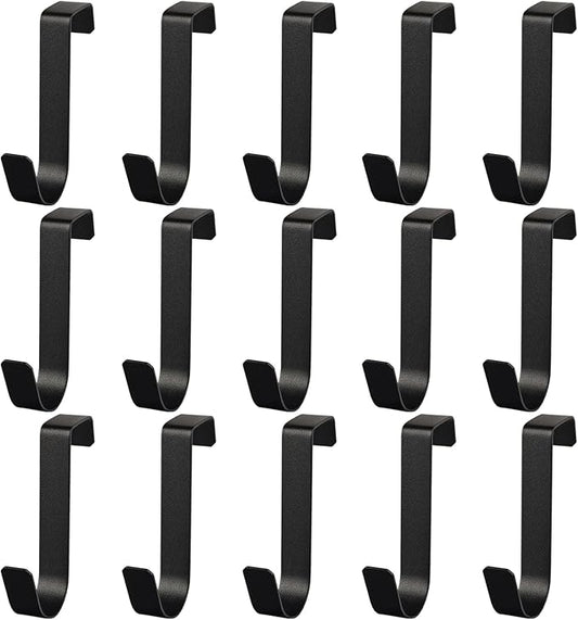 15 Pack Over The Cabinet Door Hooks, Cabinet Drawer Organizer, Metal Cabinet Hooks for Hanging Stocking Clothes Towels (Black)