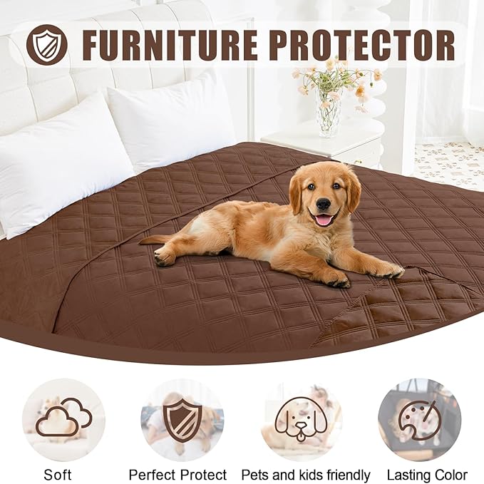 Smiry Waterproof Dog Bed Cover Blanket 40x70, Soft Reversible Pet Blanket, Washable Leakproof Cats Dogs Couch Cover for Sofa, Couch, Furniture, Lattice, Brown/Brown